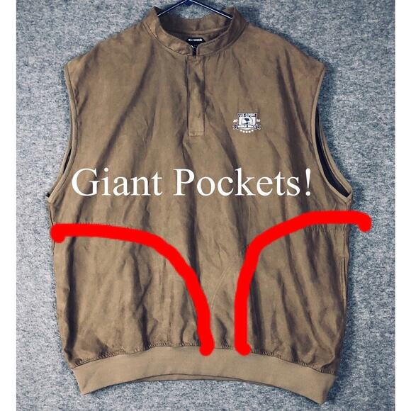 Zero Restrictions Vest Mens XL Snap Button Microsuede Perfomance Golf US Open - Picture 4 of 13